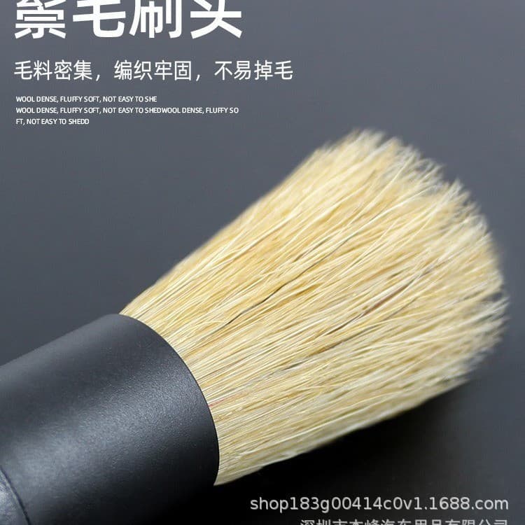 Car Interior Detailing Brush 3-Piece Set, Soft Boar Bristle Gap Brush, Tire Dust Brush, Car Wash Brush