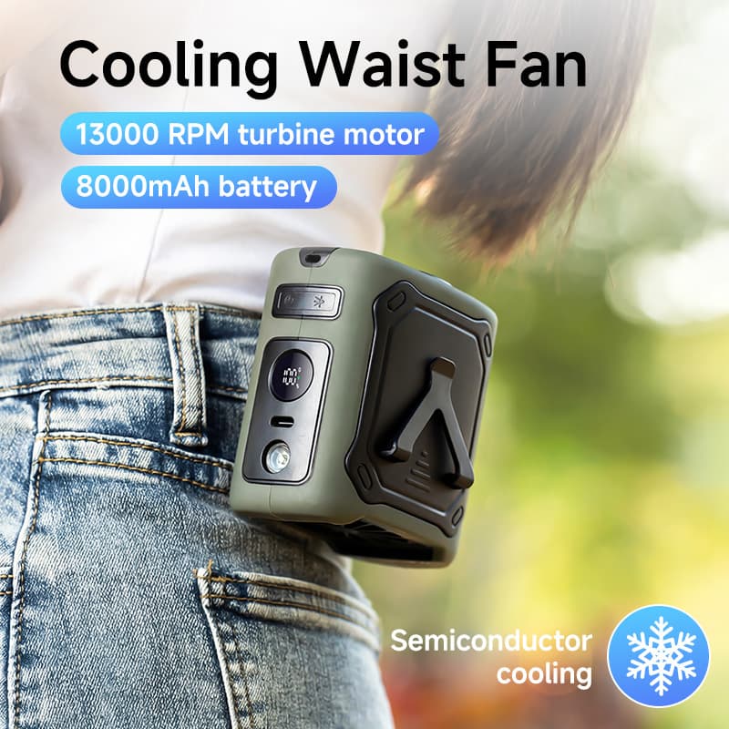 2026 High Wind Cooling Waist Fan 8000mAh High Power Cooling Waist Fan