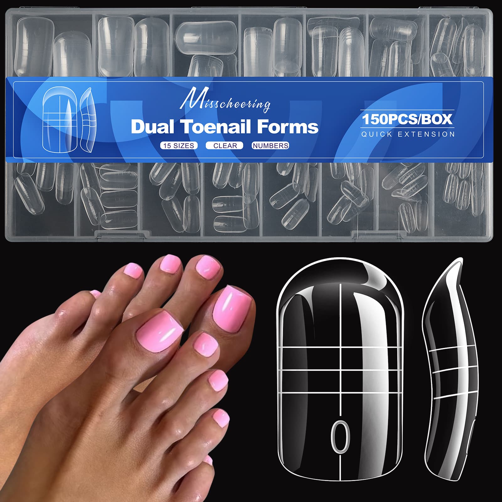 Cross-Border Hot Selling Nail Forms 150-Pack with Scale, Quick Extension Nail Forms for Gel Nail Extension, Toenail Forms