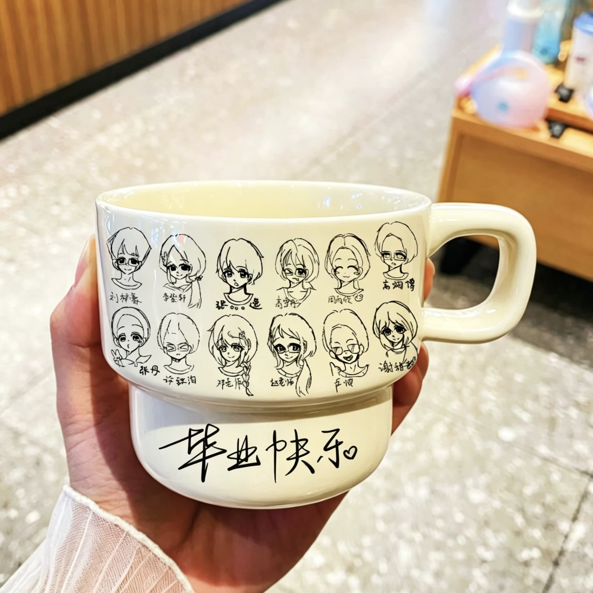 Ceramic Mug Student Graduation Cup Print Head Portrait Gift Teacher Creative Small Gift Kindergarten Mug Water Cup Set