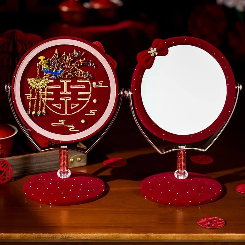 Wedding Red Mirror Set for the Bride, Dowry for the Bride, Wedding Celebration, Makeup Mirror, Wedding Preparation, Wedding Supplies Collection