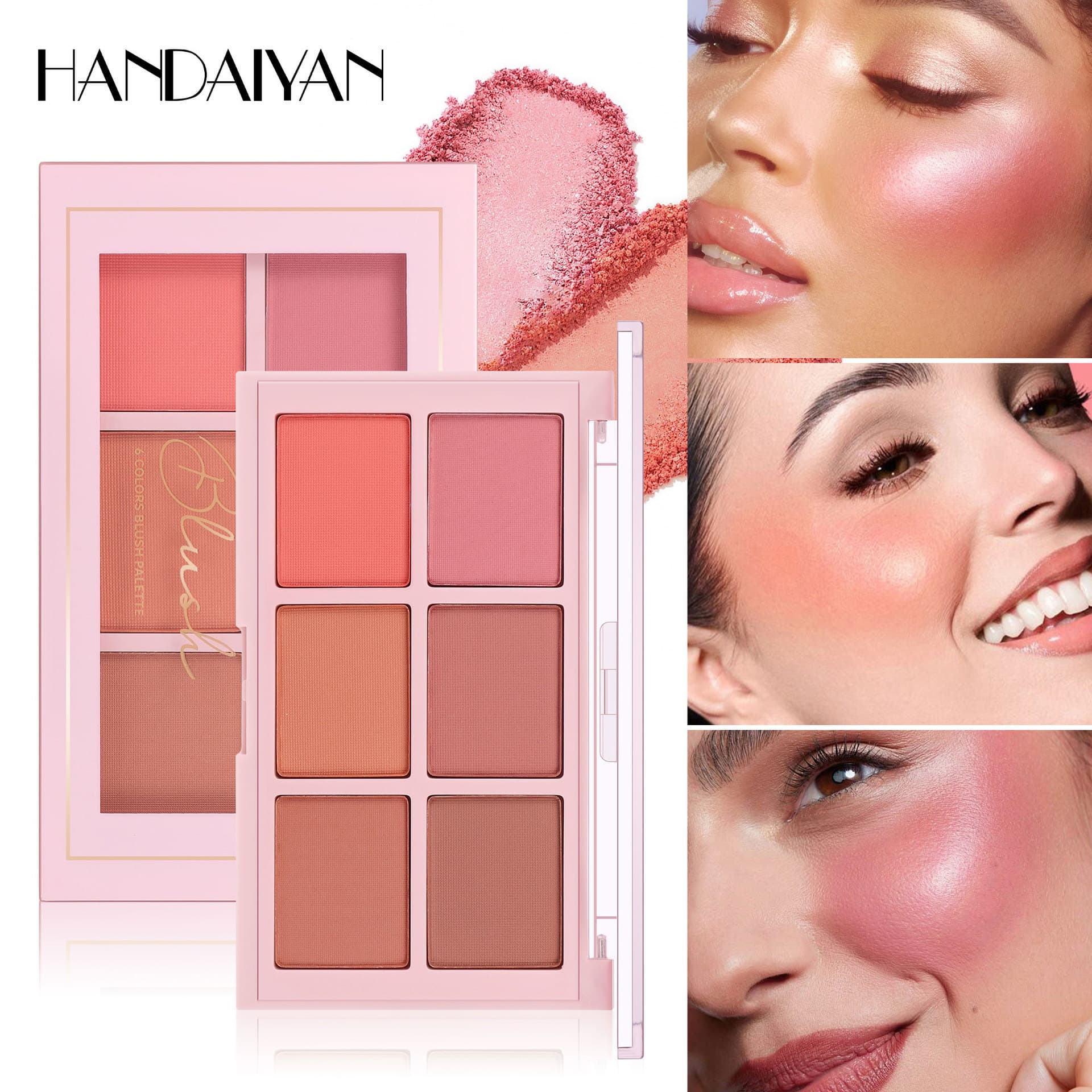 Cross-border six-color matte blush palette HANDAIYAN natural color blush contouring palette matte blush makeup palette