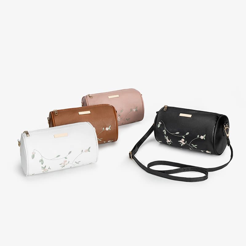 Embroidered Cylinder Bag 2025 Ladies Handbag Export Ladies Crossbody Bag Fashionable Simple Hobo Sequin Women