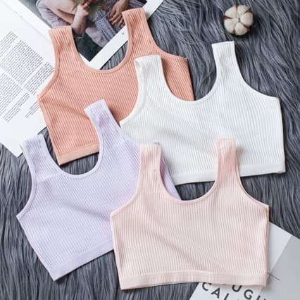 Africa 4-Pack Girls' Underwear, Developing Teen Girls' Vest, Primary School Student Cotton Girls' Puberty