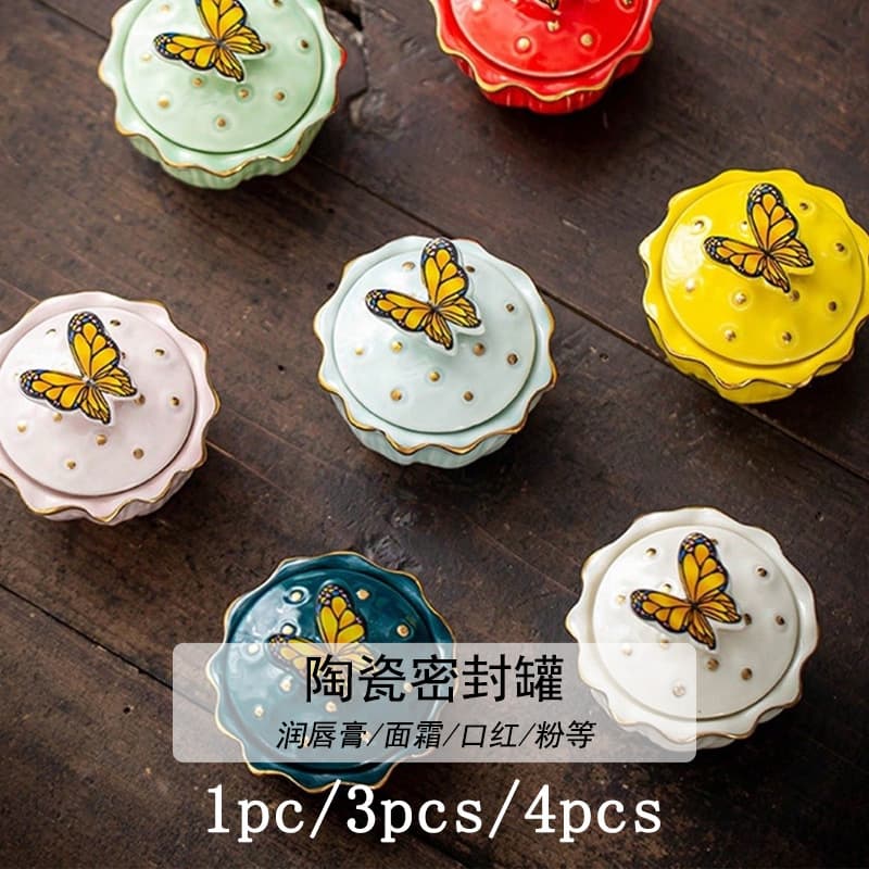 1pc Ceramic Storage Jar with Airtight Lid, Home Decor, Party Wedding Decoration, Household Use