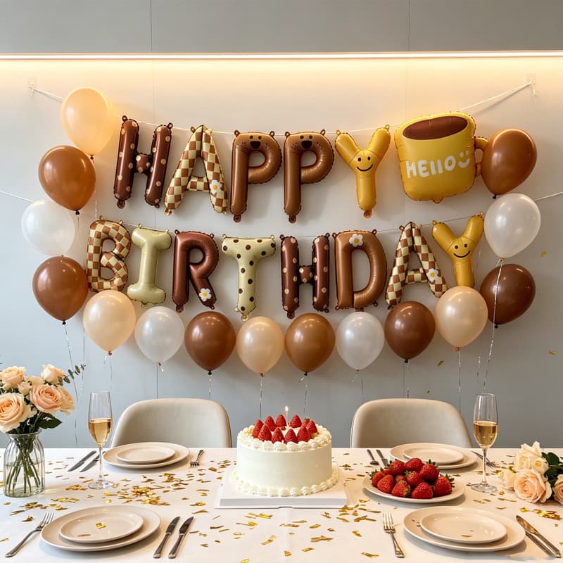 New Cartoon Creative English Birthday Letter Set Aluminum Film Balloon Adult Girl Boy Birthday Party Arrangement