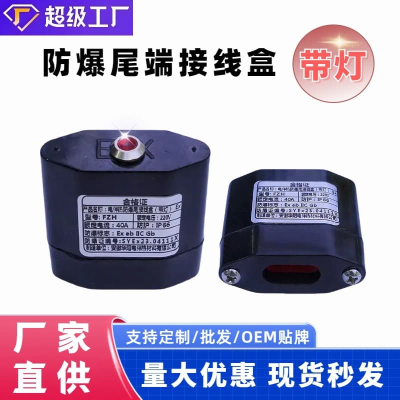 Electric Heat Tracing Accessories Explosion-Proof Power Cable Junction Box End Terminal with Light for Heating Tape Installation Junction Box