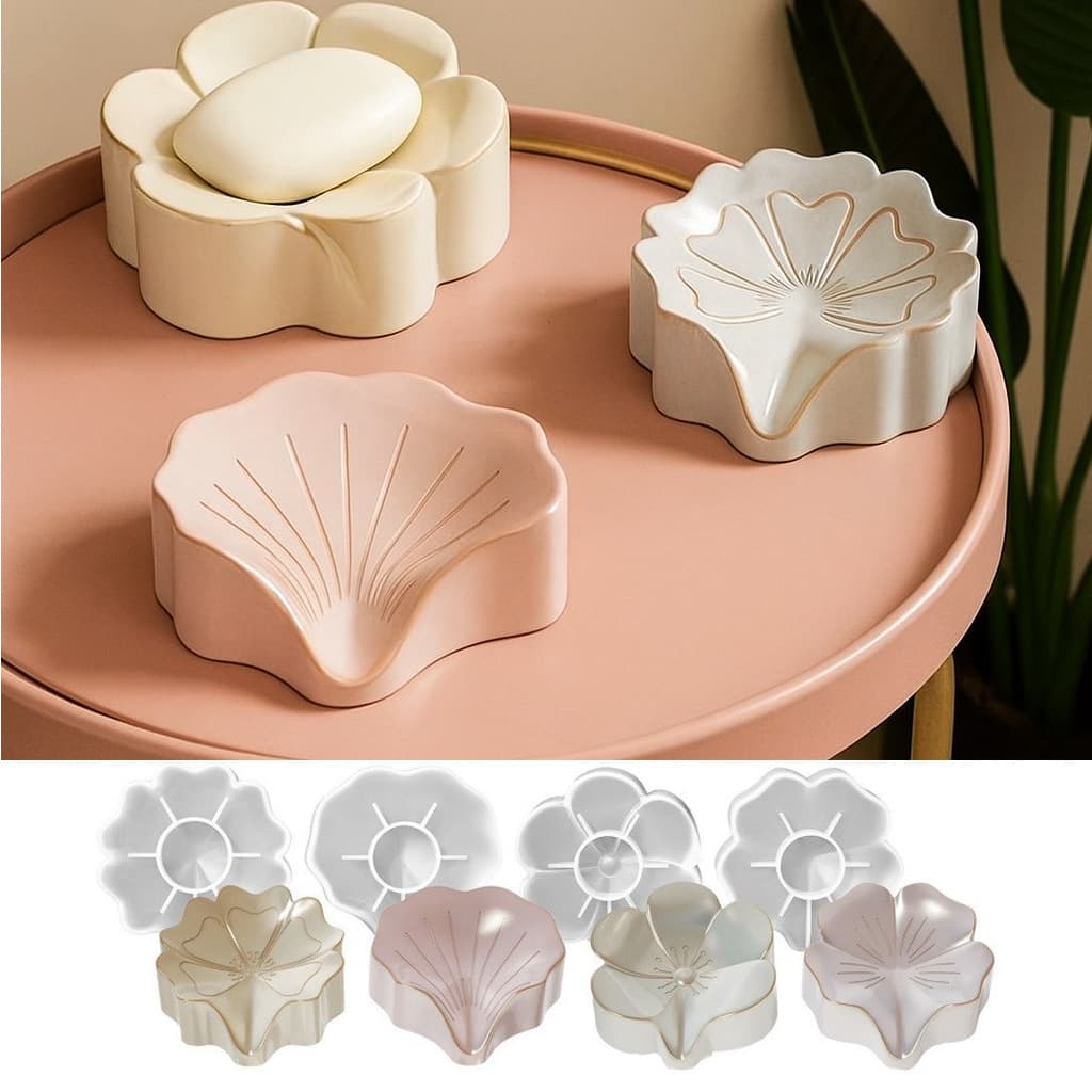 New and Good DIY Epoxy Resin Mold Four-Leaf Clover Multi-Specification Flower Soap Storage Box Silicone Mold Wholesale in Stock