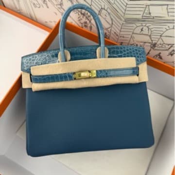 Hand-stitched waxed thread TOGO calfskin leather spliced with crocodile leather Birkin bag, handheld, shoulder, and crossbody bag, genuine leather cross-border high-end women's bag