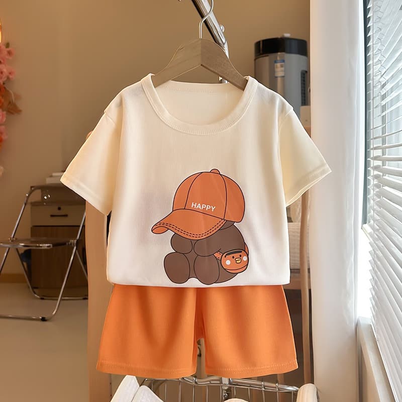 Children's short sleeve suit summer new boys and girls baby casual Korean breathable summer children's pants wholesale