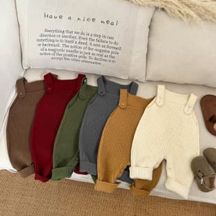 Korean Style Baby Romper Spring Autumn Boys Girls Knit Versatile Overalls Infant Toddler Wool Long Pants Crawling Suit Trendy