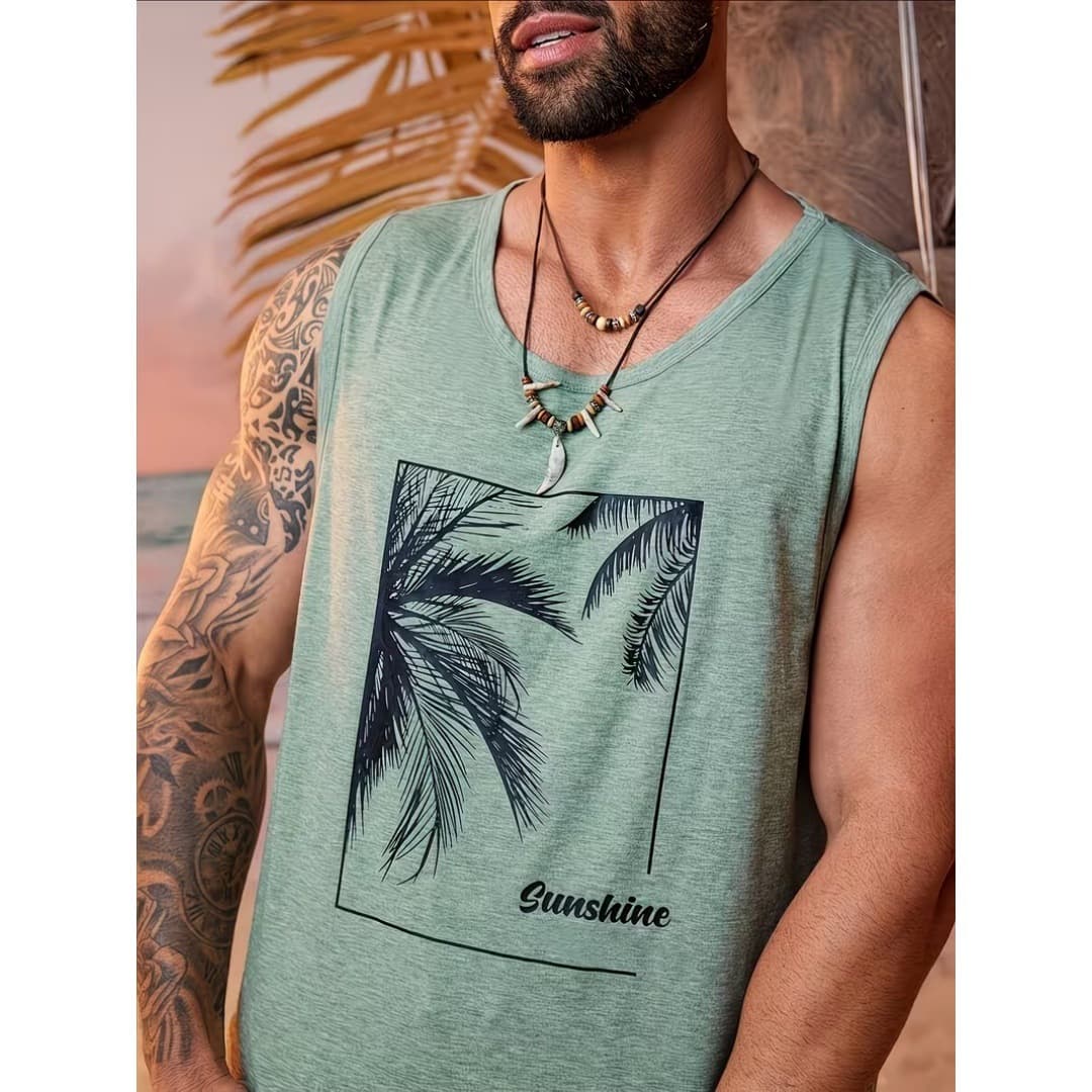 European and American Best-Selling Casual Versatile Factory Direct 3D Digital Print Men's Wide Shoulder Sleeveless Vest Cross-Border