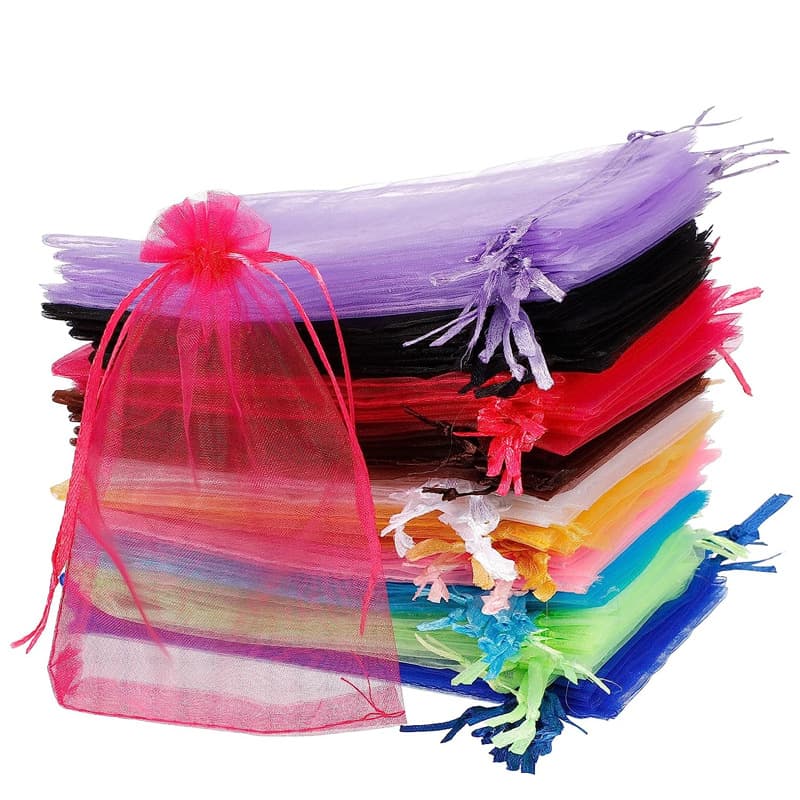 In-stock wholesale organza mesh bags, pearl jewelry cosmetics drawstring storage mesh bags, solid color candy gift bags