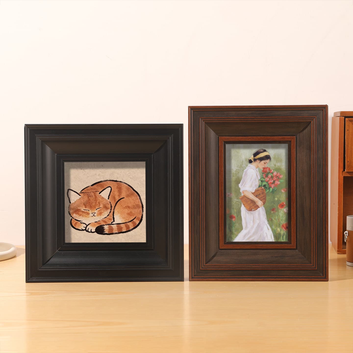 Minimalist Frame American Watercolor Frame Vintage Oil Painting Frame Black Photo Frame Retro Style Empty Frame Photo Wall Poster Frame