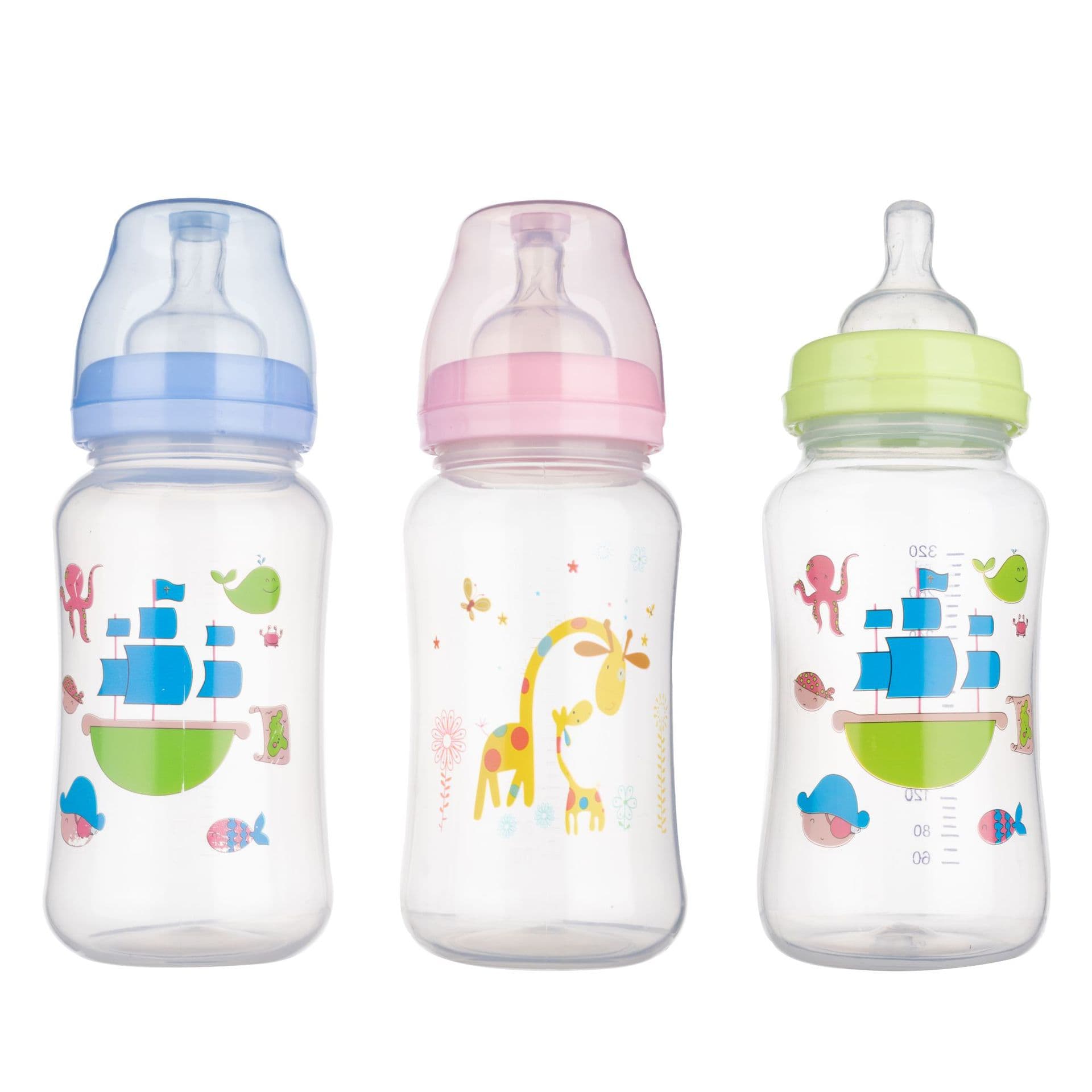 Manufacturer of children's and infant bottles, export wide-neck anti-colic PP bottles, wholesale curved handle cartoon bottles