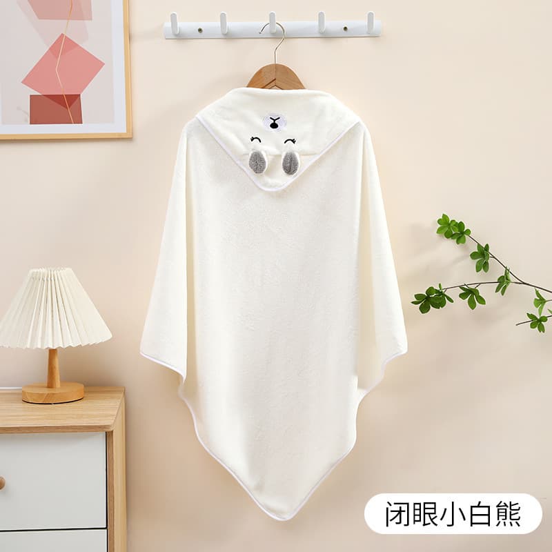 Cross-border Children's Bathrobe Cape Hooded Towel Thick Coral Fleece Wrap Super Soft Absorbent Cape Towel