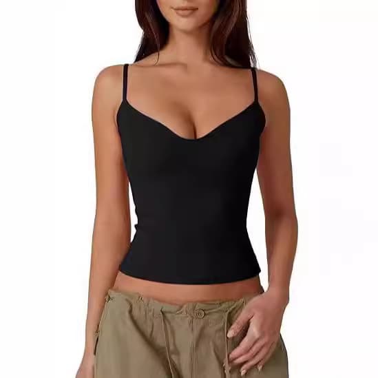 Cross-border Amazon Europe and America Street Camisole Summer Dopamine Hot Crop Top Vest Women Milk Silk Blouse