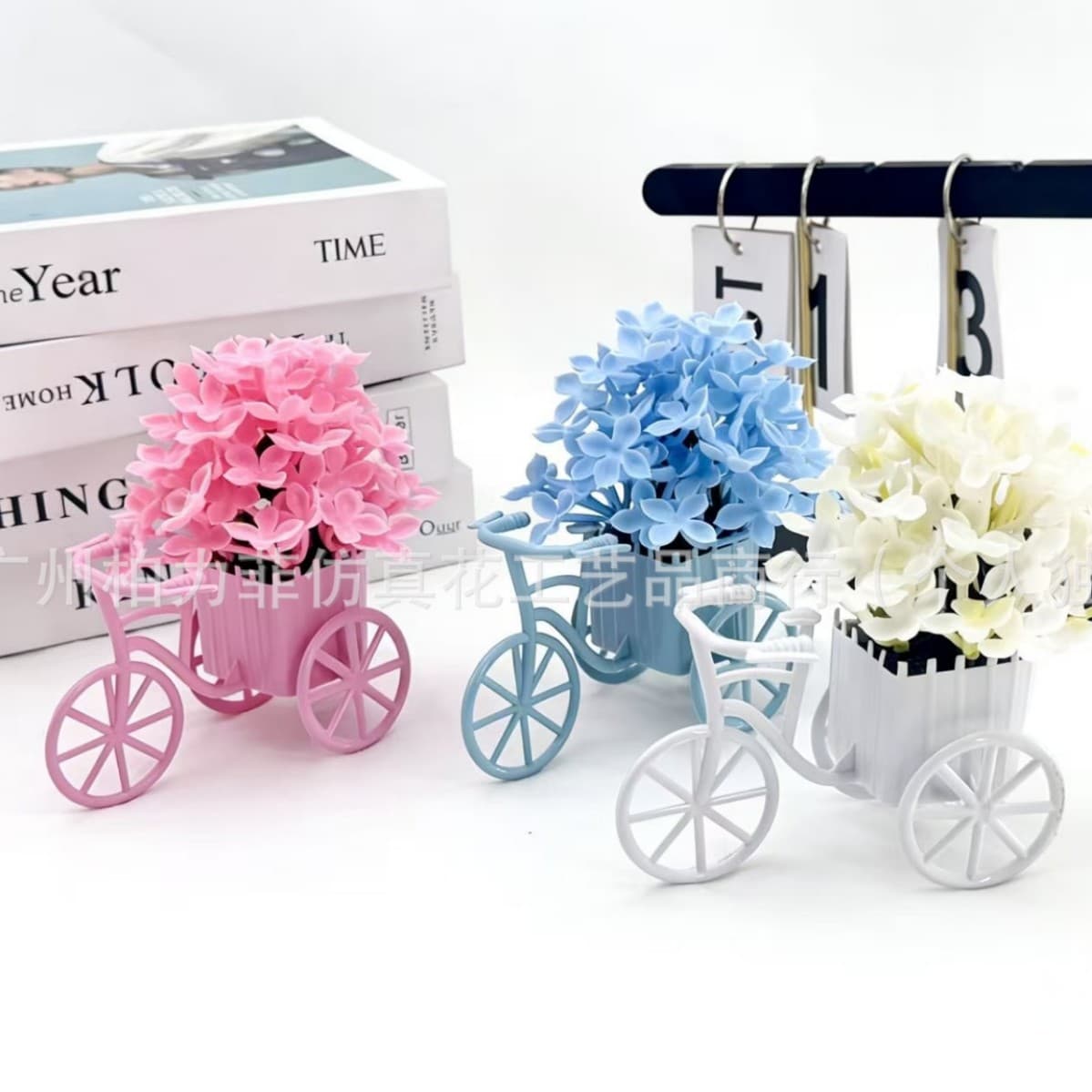 2025 Cross-border New Artificial Decorations Bicycle Basket Desktop Decoration Artificial Potted Plant