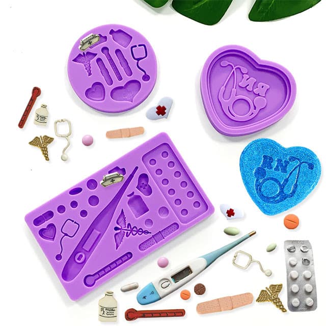 Medical Device Silicone Mold Stethoscope Nurse Hat Fondant Mold Cupcake Decorating Chocolate Candy