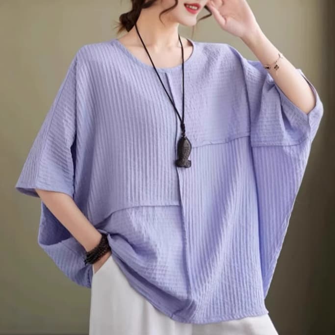 Real Shot Summer Plus Size Round Neck Cotton Top, Loose T-Shirt for Women, Short Sleeve, Plus Size Casual Wear