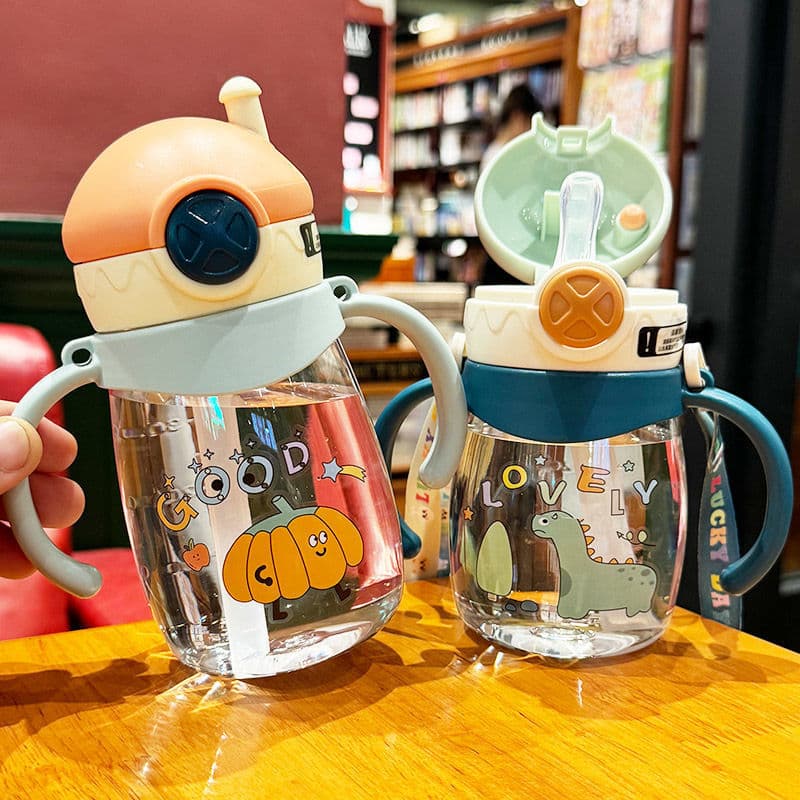Best-selling Kids Water Cup, Sippy Cup with Straw, High Appearance, Cute, Heat-resistant, Drop-proof, with Strap and Handle