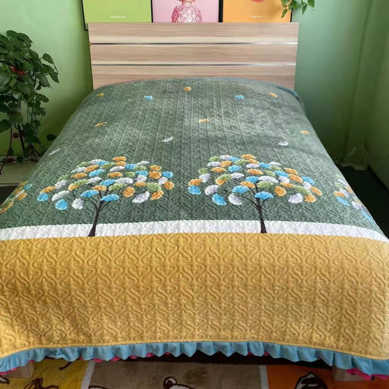 Class A Milk Velvet Bed Cover 3-Piece Set, Multi-Functional Flannel Fitted Sheet, Baby Velvet Anti-Slip Blanket, Kang Cover for Students