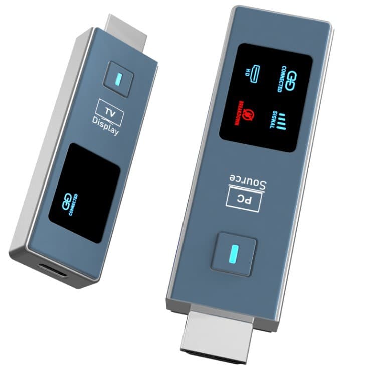HDMI Wireless Transmitter and Receiver with Display, 50M Portable Screen Mirroring Extender