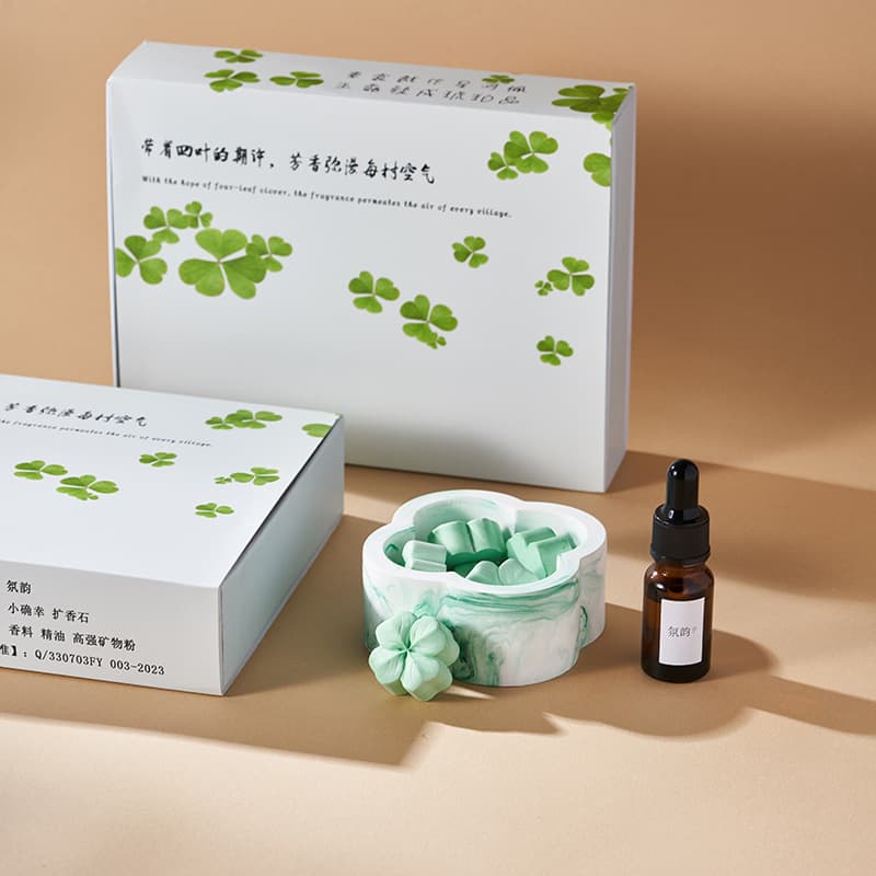 Fresh Lucky Diffuser Stone Plaster Ornament, Indoor Home Fragrance Four-leaf Clover Scented Stone, Creative Souvenir Gift