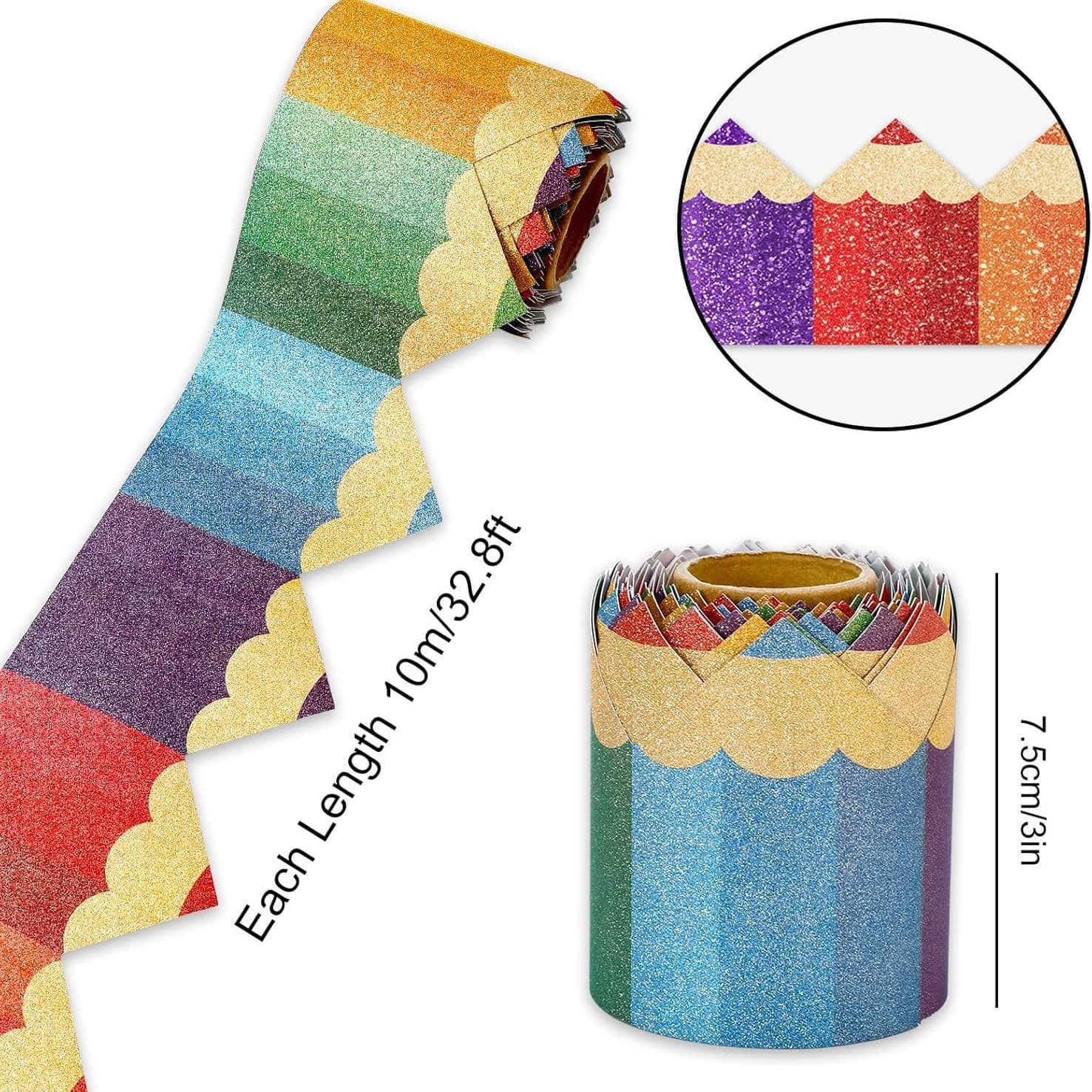 Colorful Crayon Bulletin Board Border Decoration for Kindergarten Classroom Blackboard Wall DIY Decorative Roll Stickers