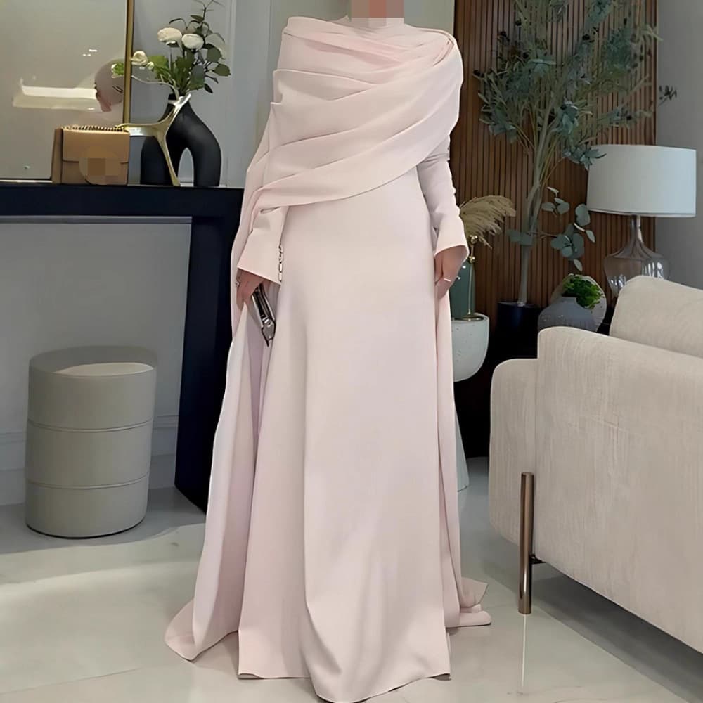 2025 Fall/Winter Cross-Border Women's Fashion for US/EU Independent Sites & Amazon: Sexy Pleated Small Train Evening Gown