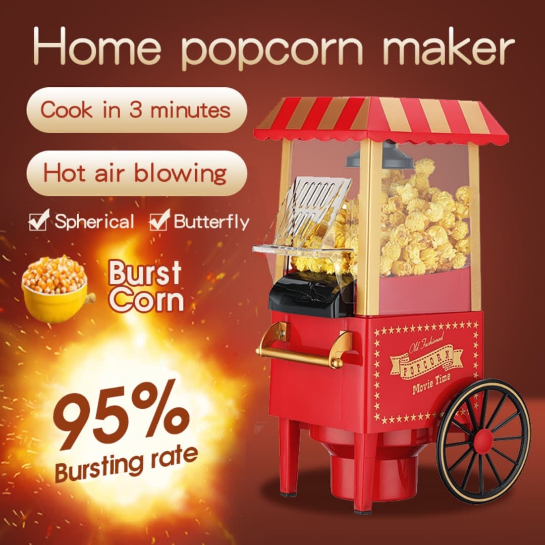 Vintage Popcorn Machine Mini Air-Popper Popcorn Maker Home Small Electric Heated Corn Machine for Cross-Border Sales