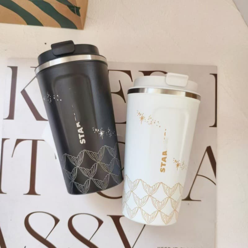 510 coffee cup pattern thermos cup simple stainless steel water cup black and white series cup
