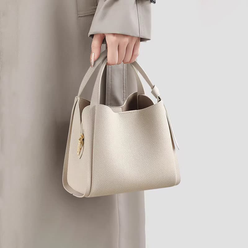 Soft leather women's bag bucket bag women's 2025 new spring and summer crossbody bag handbag versatile one-shoulder mother's bag