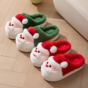Thick Non-Slip Men's and Women's Autumn/Winter Slippers 2026 New Santa Claus Home Slippers Cross-Border Stock