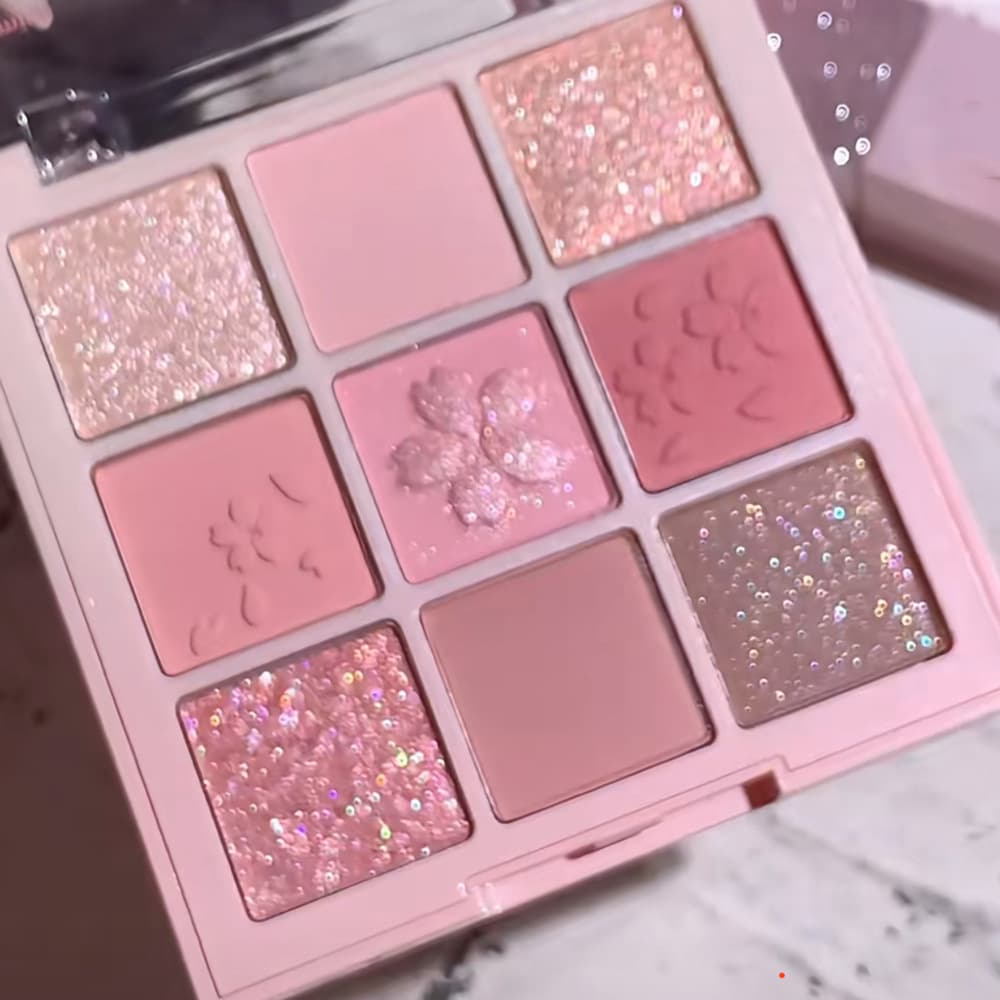 Capel Cherry Blossom Nine-Color Eyeshadow Palette Pearlescent Explosion Highlight Contouring All-in-one Palette Pure Desire Pink Korean Eyeshadow