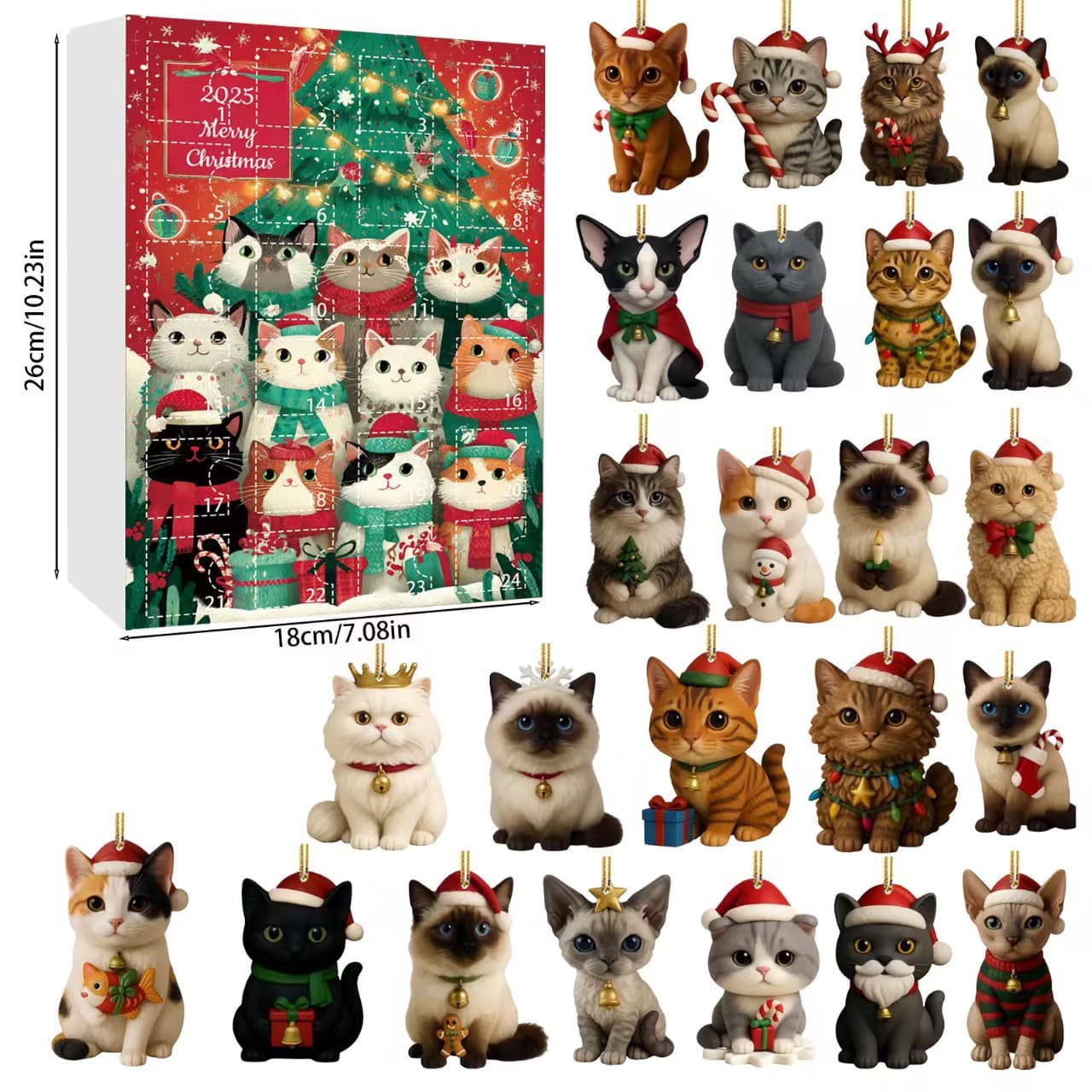 In stock! Perfect Christmas decorations for cat lovers: Advent calendar blind boxes, Christmas tree ornaments, and acrylic pendants.