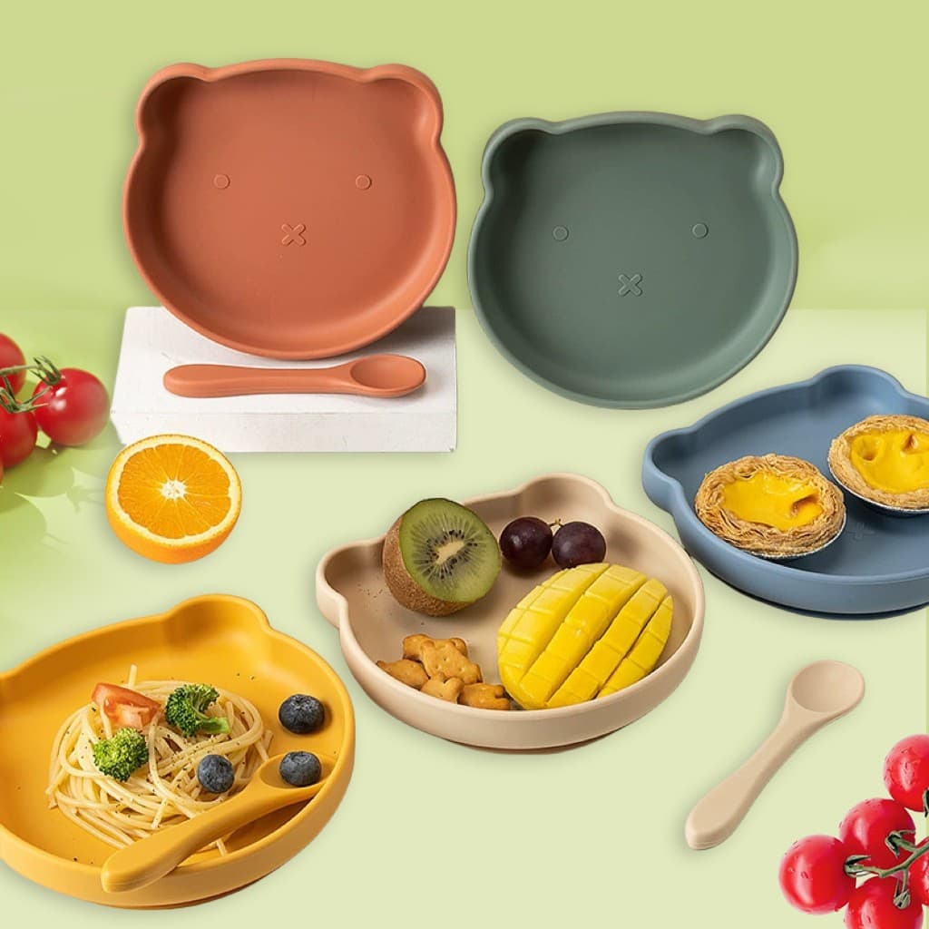 Food-grade baby tray, silicone suction cup, integrated self-feeding, children's tableware set, baby food bowl