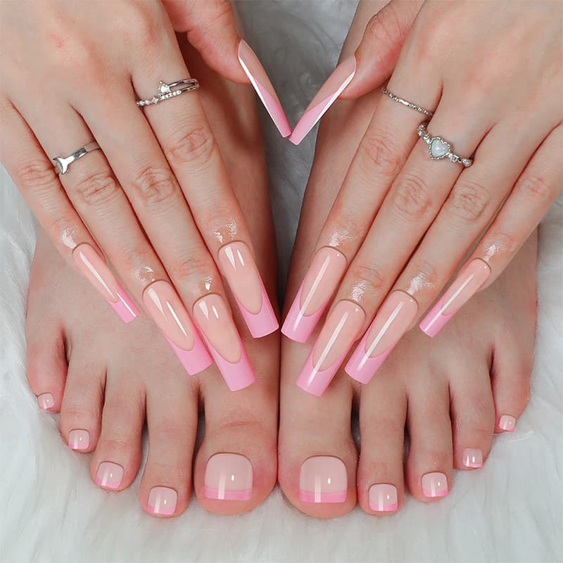European and American Best-Selling Nude Toenail Tips Set Long Simple Sexy Wearable Nail Tips for Women Nail Art Wholesale Export