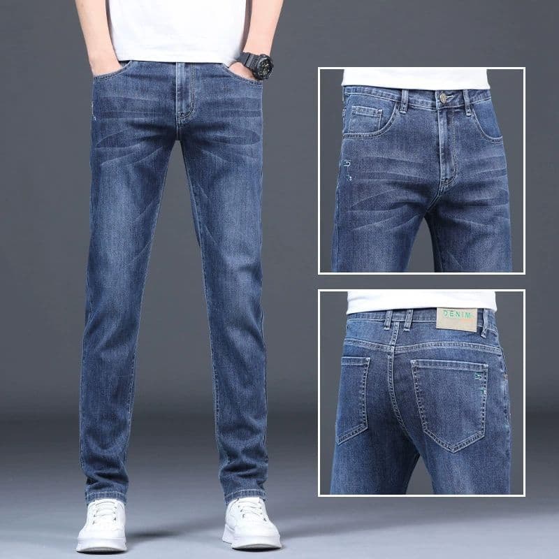 Men's Stretch Denim Jeans 2024 Spring/Autumn Long Pants Korean Fashion Slim Fit Skinny Jeans Casual Trousers