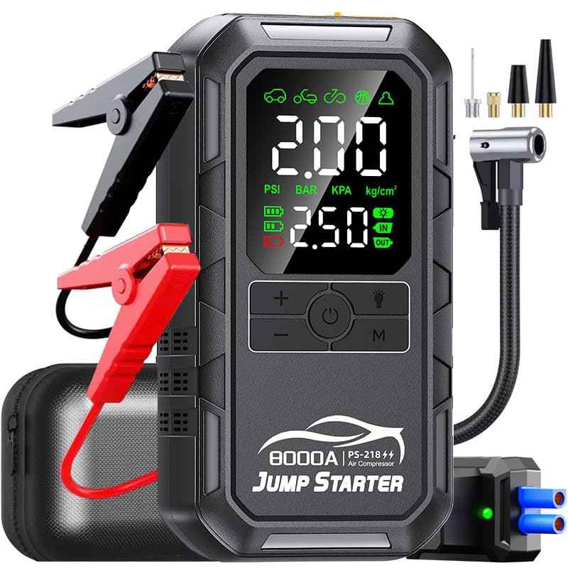 Amazon Car Emergency Jump Starter and Air Pump Combo, Battery Jump Starter and Tire Inflator