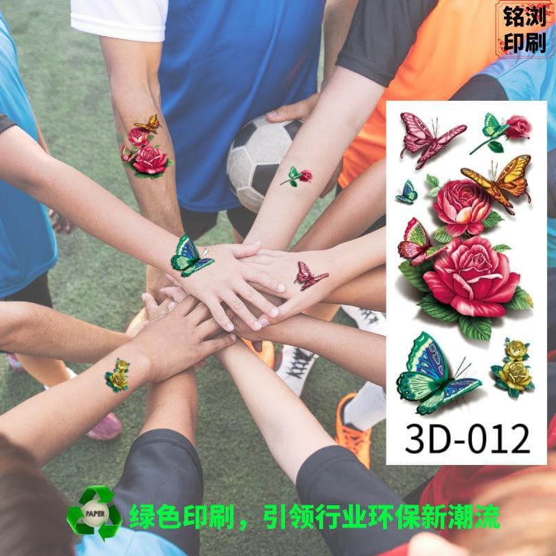 Women's Temporary Tattoo Stickers Body Art Tattoo Stickers 3D Butterfly Rose Feather Tattoo Waterproof
