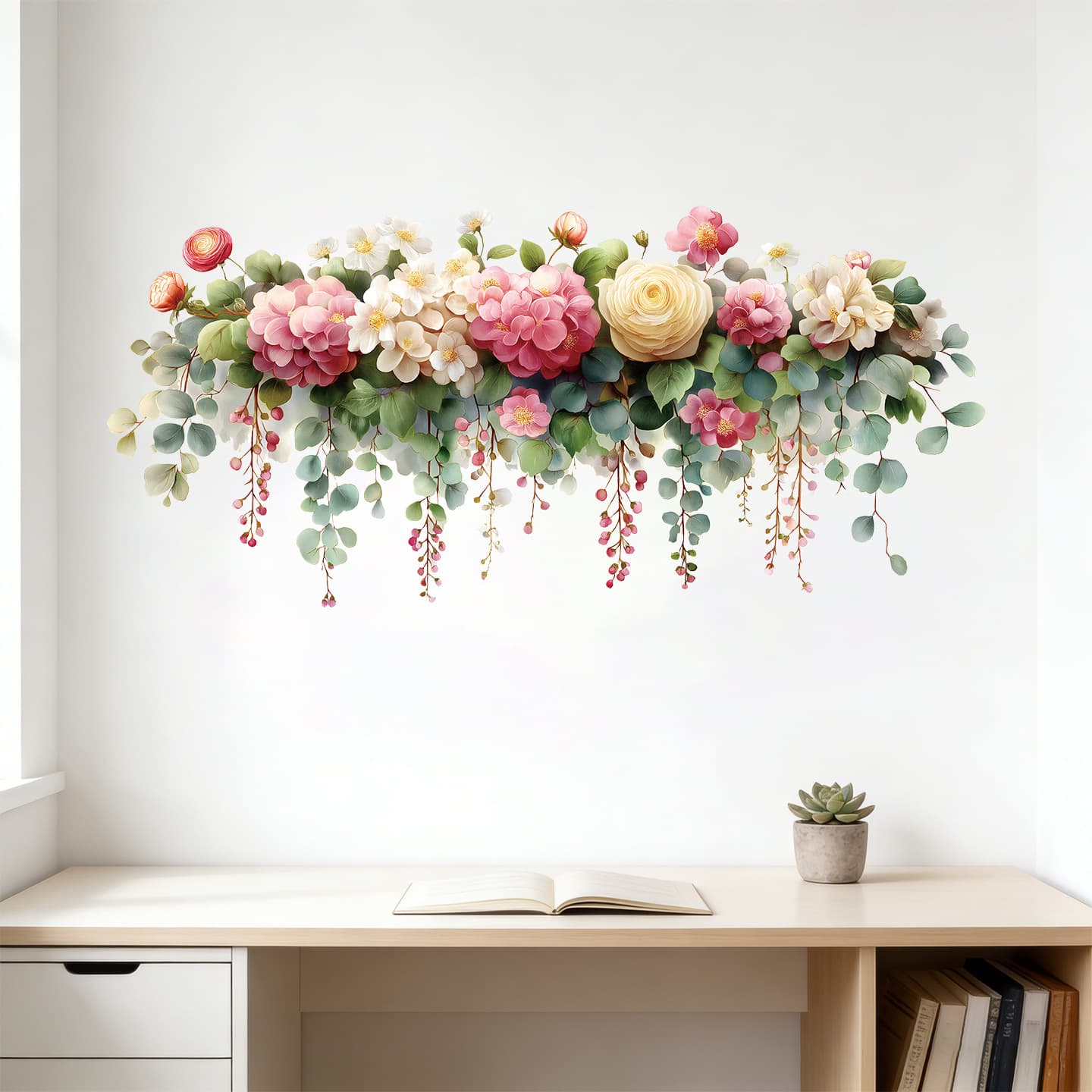 Bestselling Cross-Border Flower Waterfall Ambience Self-Adhesive Window Sticker, No Glue, Non-Damaging to Glass, for Stores, Homestays, and Shopfronts