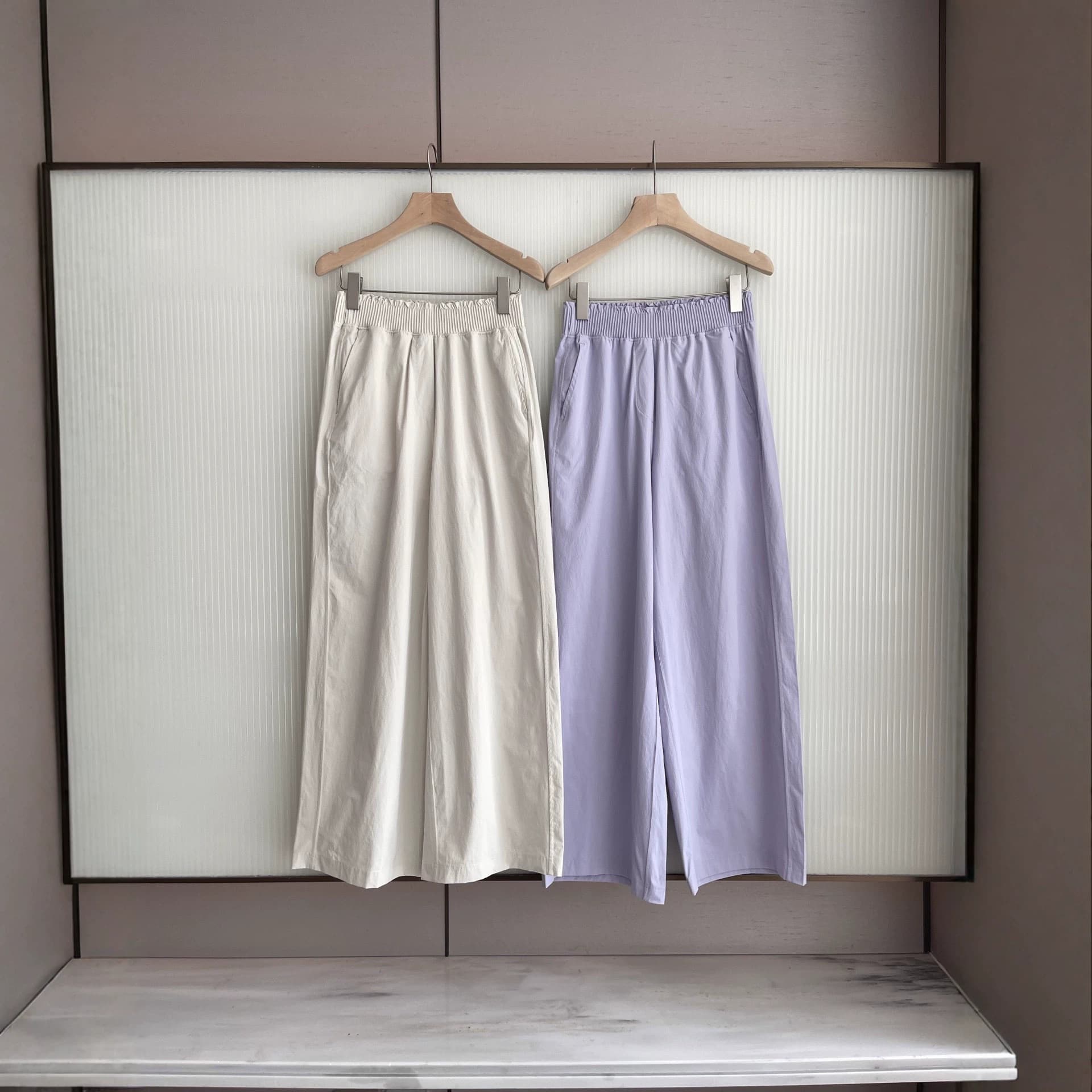 Women's High-Waist Ruffle Waistband Woven Wide-Leg Pants with Lace, Sports and Casual Long Pants, Same Style as Stretch Woven