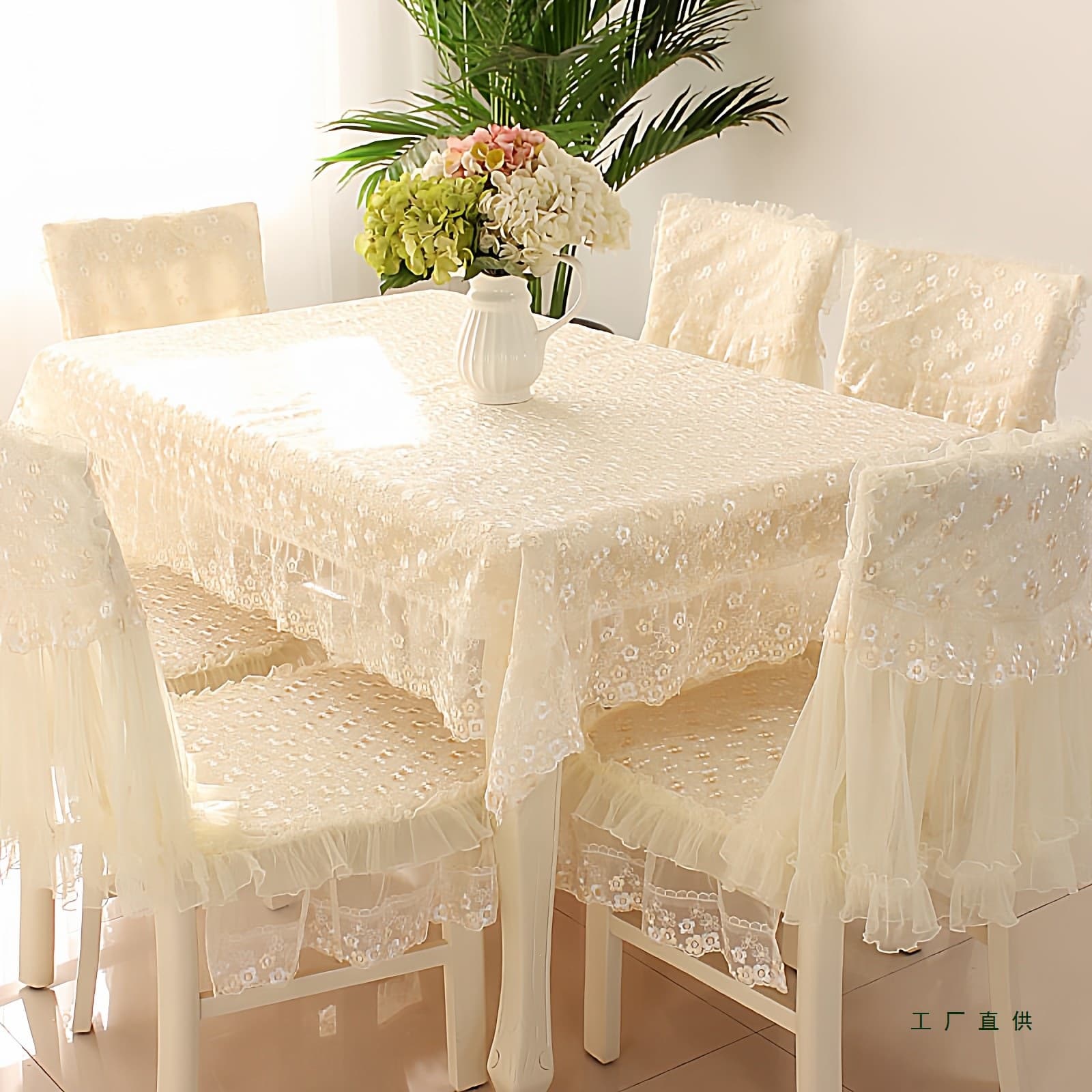 Beautiful Lace Tablecloth Fabric Rectangular Dining Tablecloth Chair Cushion Chair Cover Set Tablecloth Coffee Table Cloth Chair Cover