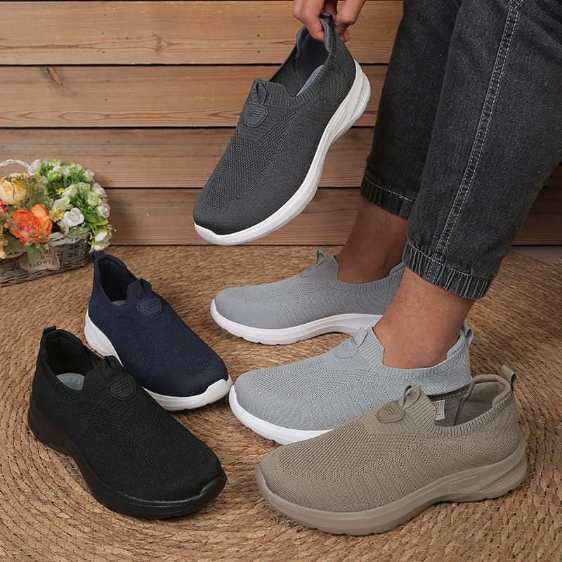 Cross-Border Summer Hot-Selling Drop Shipping Knitted Mesh Men's Shoes Custom Foreign Trade Large Size Casual Slip-On Cloth Shoes