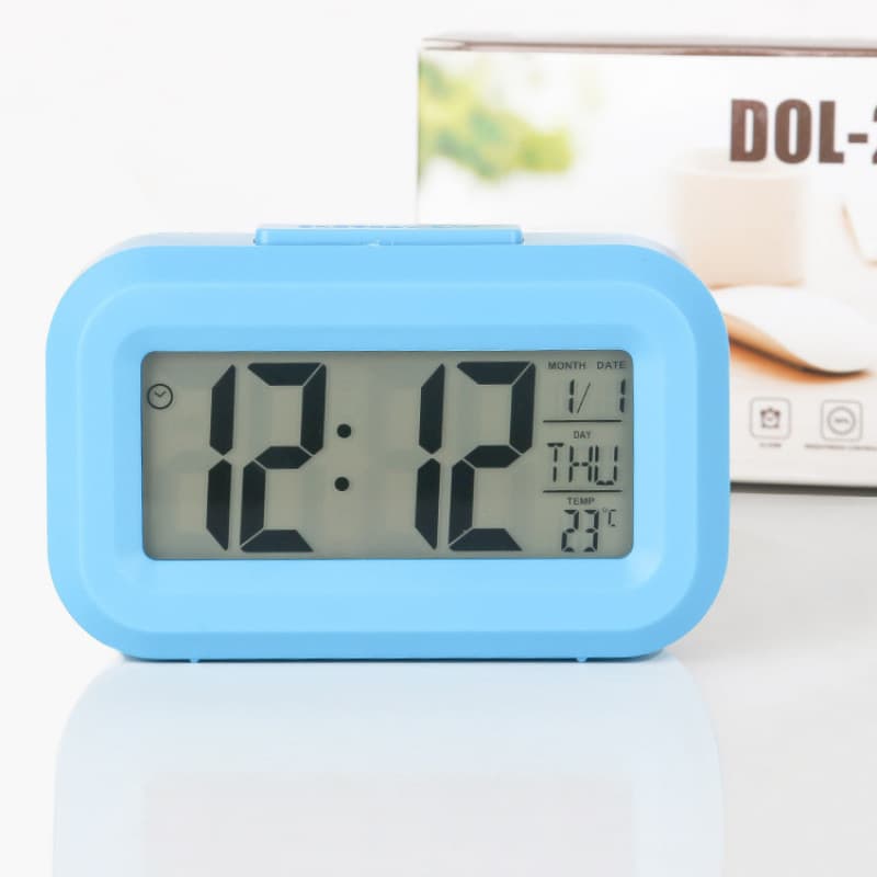 Creative bedside alarm clock office bedroom study electronic clock luminous date temperature timer mini alarm clock
