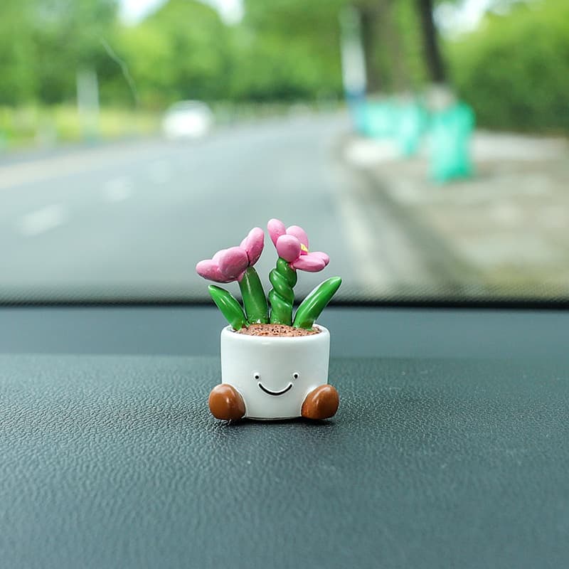 Cute Car Decoration Potted Flower Mini Dashboard Ornament Premium Style Cross-border