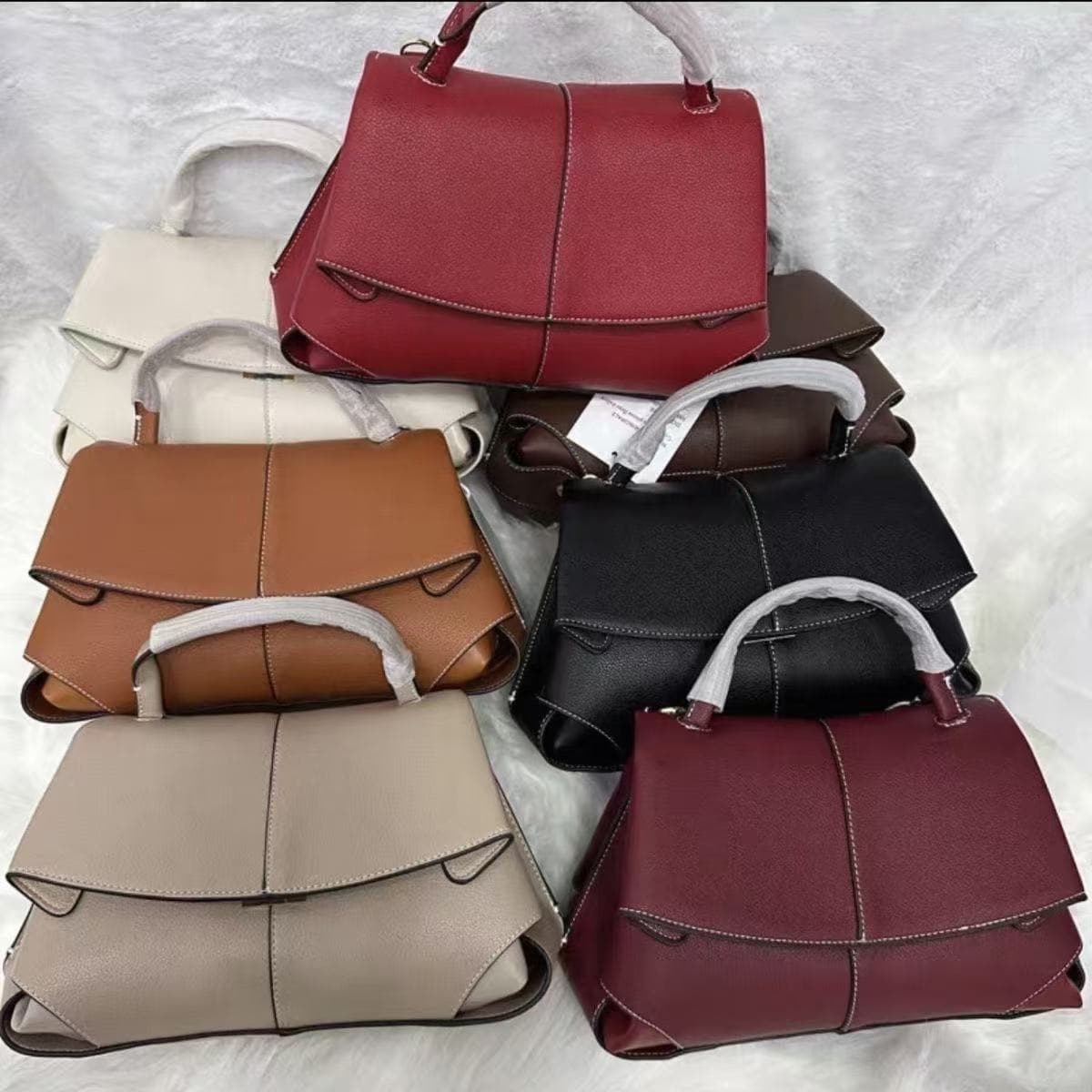 Polene Smile Bag Genuine Leather Pebble Grain Handbag Crossbody Bag Women Commute Simple Noble Bag Women Cross-border
