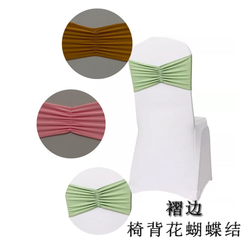 No-tie elastic chair cover with bow ruffle back decoration, no buckle, wedding party event chair with cross-border wholesale.