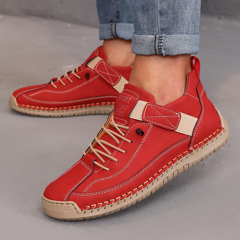 New Spring/Autumn Fashionable Couple Leather Boots, Outdoor Casual Men's and Women's Plus Size Ankle Boots, Foreign Trade Hand-stitched Men's Boots